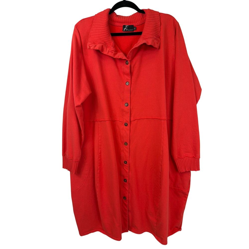 Fenini  Red Long Sleeve Button Up Pocket Jacket Size 2X Made in USA